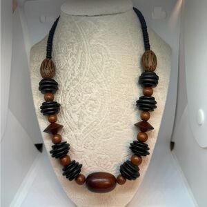 Boho Wooden Beaded Statement Necklace